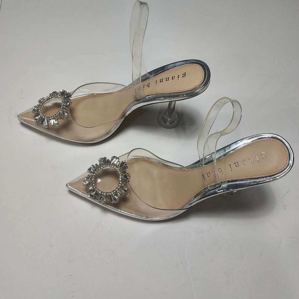 GIANNI BINI Vivyee Clear Rhinestones Heels Size 11 - Picture 4 of 15